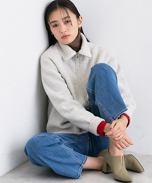 洗える】カラーネップ ダブルジップカーディガン