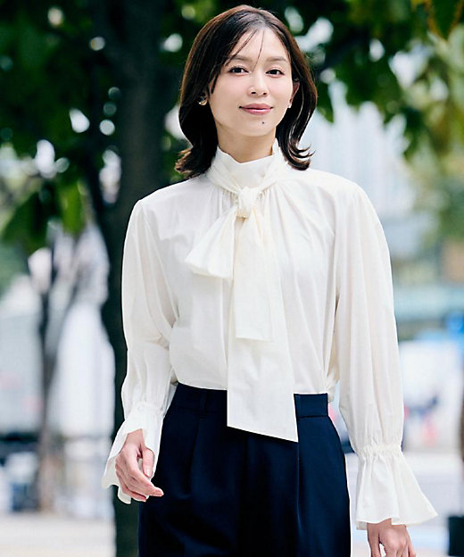 UV機能／はっ水／セレモニー】2WAYボウタイブラウス