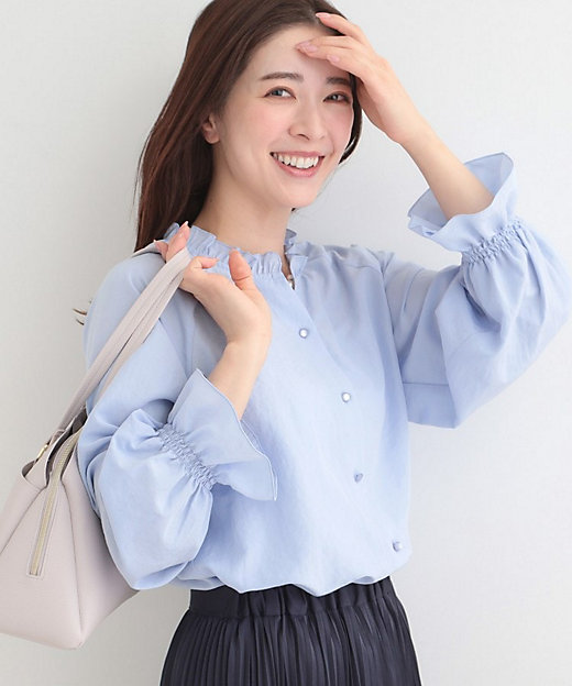 洗濯後シワになりにくい／UV】洗えるフリル襟ブラウス