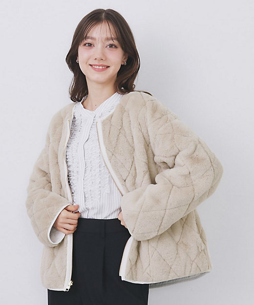 リバーシブル キルティングファーブルゾン【洗濯機OK