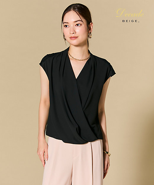 OLIVE ／ カシュクールフレンチスリーブブラウス