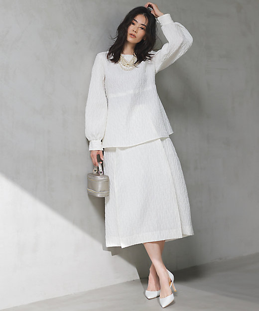 洗える】エクラジャカード ペプラム ブラウス（BLWOCW0012