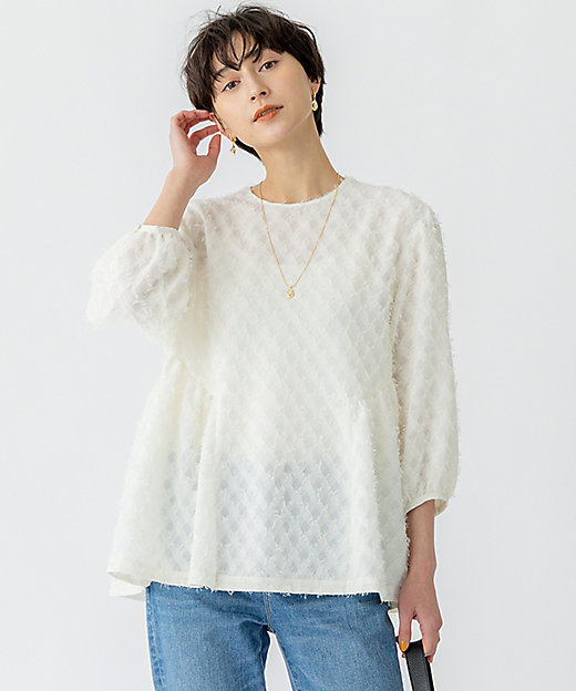 洗える】シアーカットジャカード ブラウス（BLWOGM0314