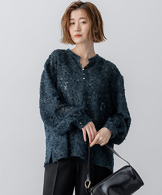 洗える】シアーカットジャカード ブラウス（BLWOGW0420