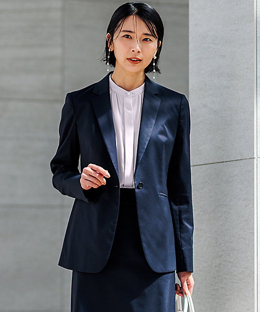 セットアップ対応／洗える】グロッシーコットンシャンブレー