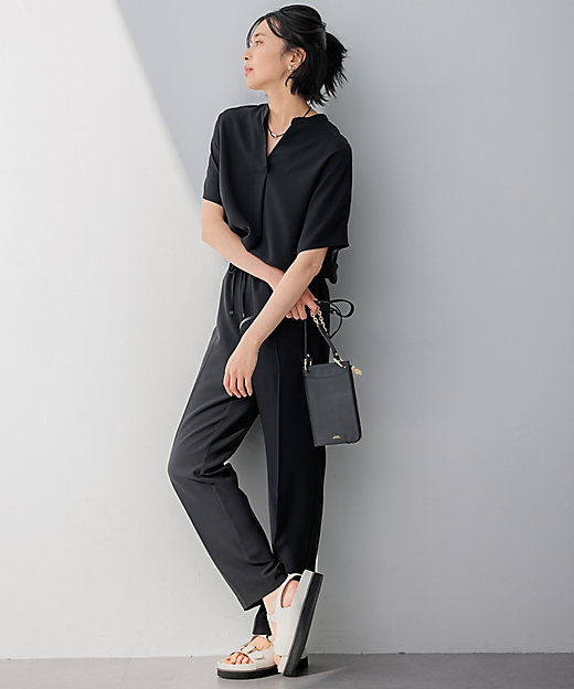 洗える】ストレッチジョーゼット フレンチスリーブ カットソー