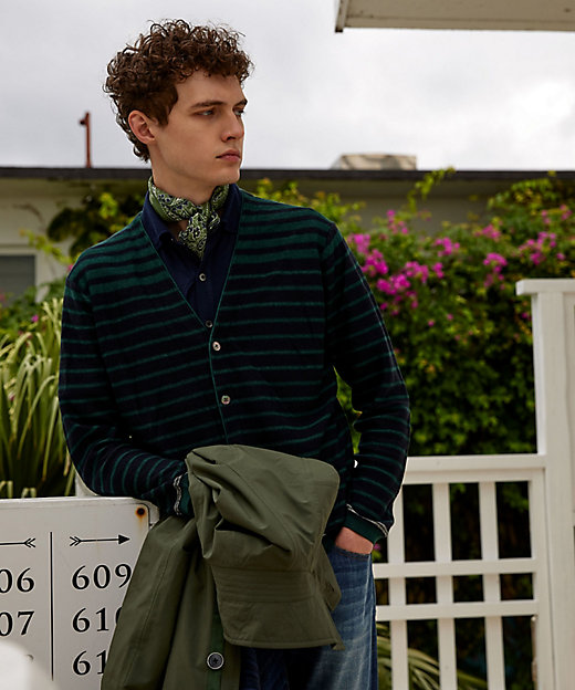 洗える】フランドルリネンボーダーカーディガン（KRJLSS0304