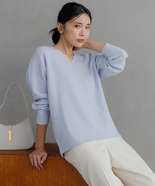 洗える】ウールカシミヤ Vネック ニット（KRWOSW0653