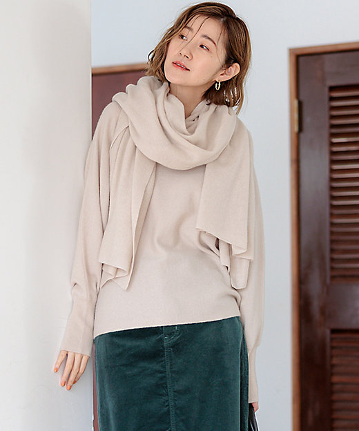 洗える】ピュアカシミヤ ドルマンスリーブ ニット