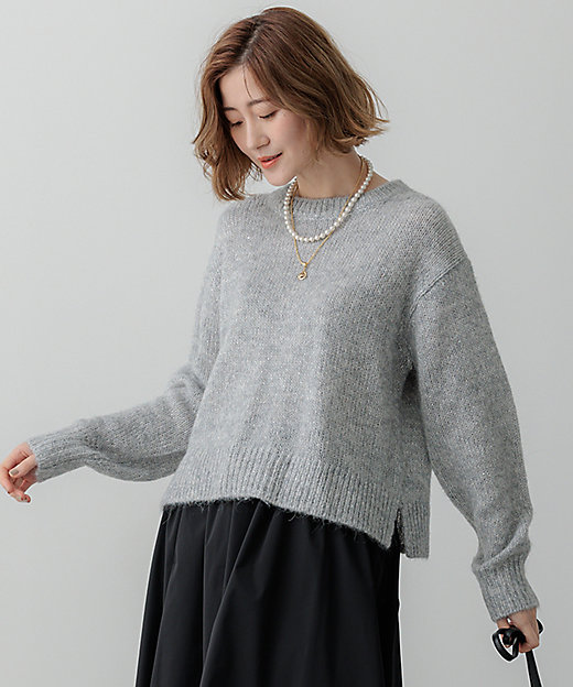 Oggi2月号掲載／洗える】スパングル クルーネック ニット