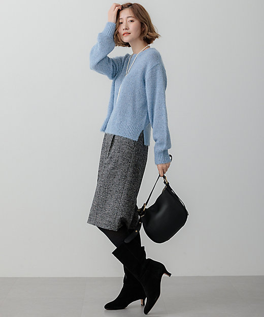 Oggi2月号掲載／洗える】スパングル クルーネック ニット