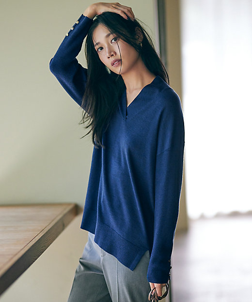 洗える】ウーステッドウール 重ね襟 ニット（KRWSSW0457