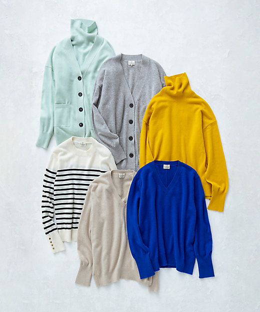 洗える】ピュアカシミヤ ボーダー ニット（KRWWSW0453