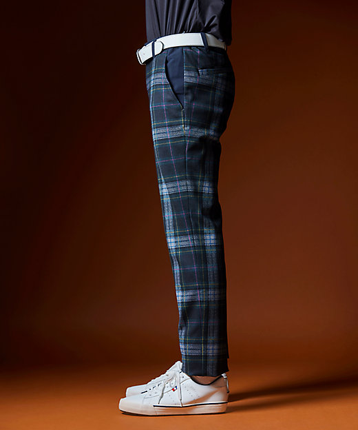 MEN】【ストレッチ】チェック柄プリント パンツ