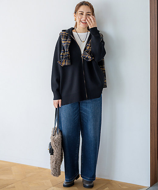 Lサイズ限定】23区DENIM ストレッチ ワイド パンツ