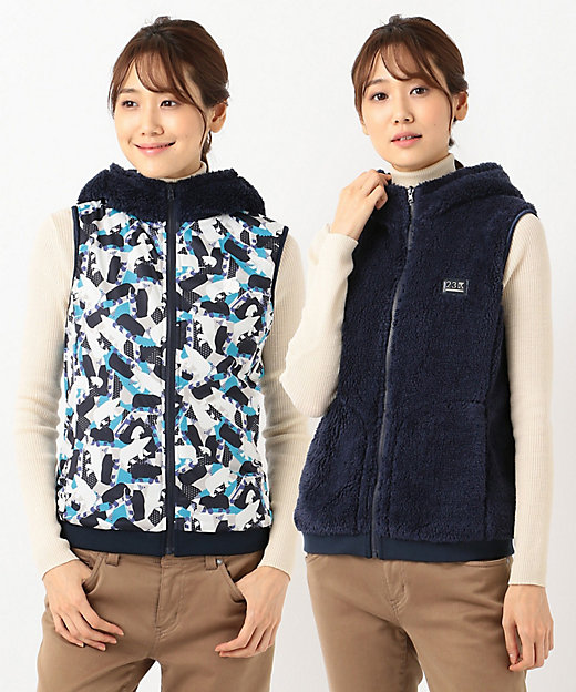 WOMEN】【リバーシブル】【洗える】ボアフリース ベスト