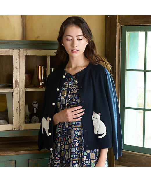 ネコアップリケニットカーディガン（82136402） | Rose Tiara