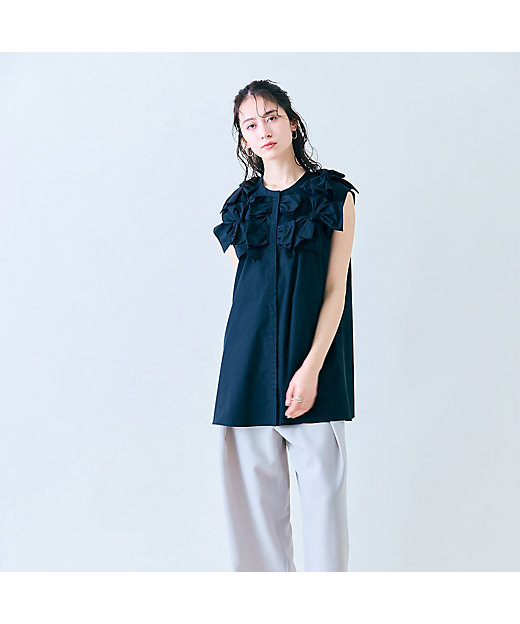 共生地リボンモチーフノースリーブブラウス（83033503