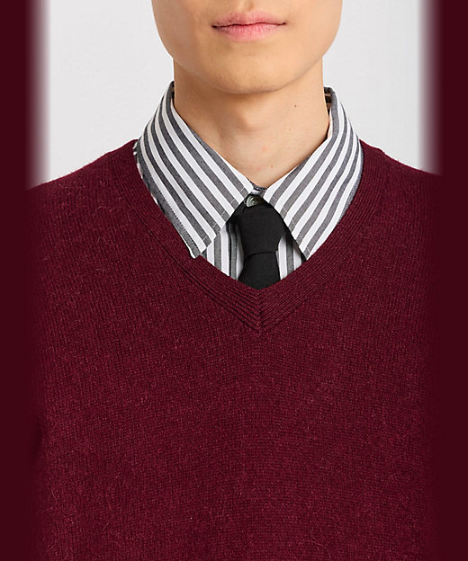 メンズ アルパカ混 Vネック ニット プルオーバー ”Irlande