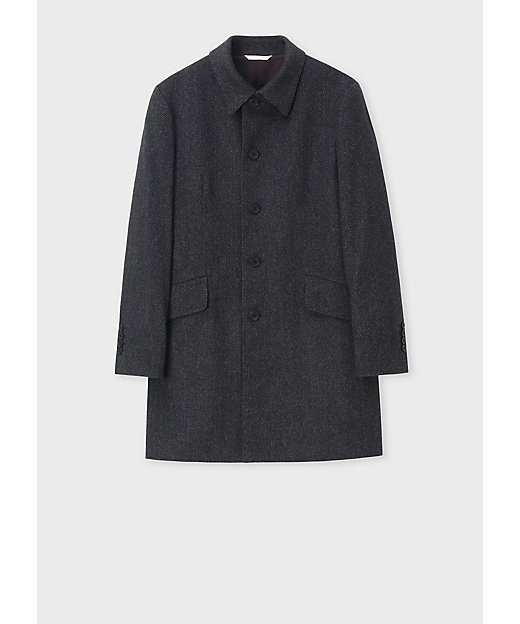 ヘリンボーン ウールカシミヤ ステンカラーコート