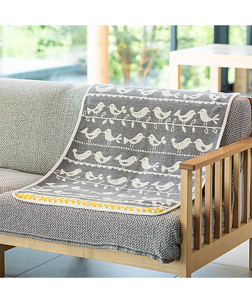 シュニールコットンミニブランケット バーズ グレー | KLIPPAN