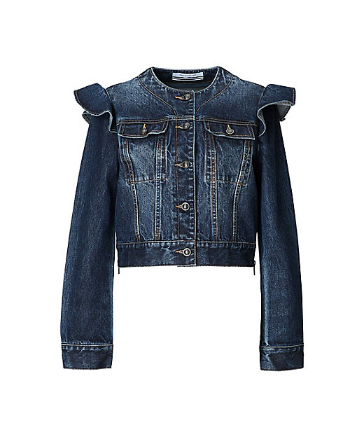 SHOULDER FRILL DENIM JACKET | BORDERS at