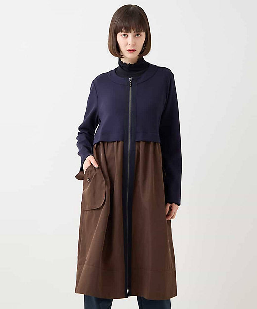 大きいサイズ】タフタジョイントフロントジップコート ／洗える