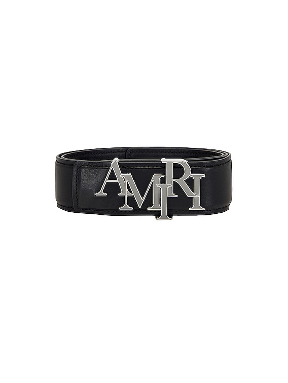 Amiri 4cm Staggered Belt in Black & Nickel | FWRD