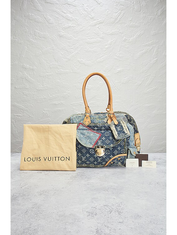 FWRD Renew Louis Vuitton Monogram Patchwork Denim Bowling Bag in
