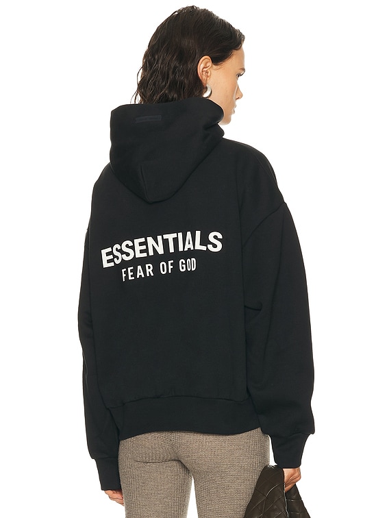 Fear of God ESSENTIALS Fleece Hoodie in Black | FWRD