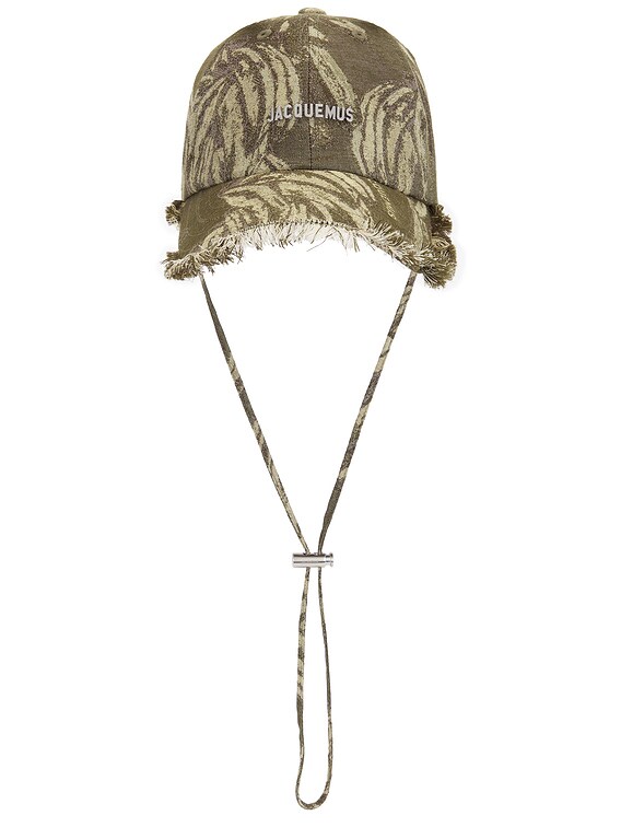 JACQUEMUS La Casquette Artichaut Cap in Jacquard Banana Logo Khak