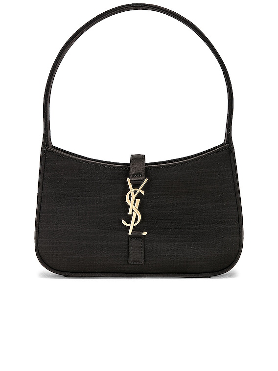 Saint Laurent Mini Satin Le 5 A 7 Tri Metal Bag in Nero | FWRD