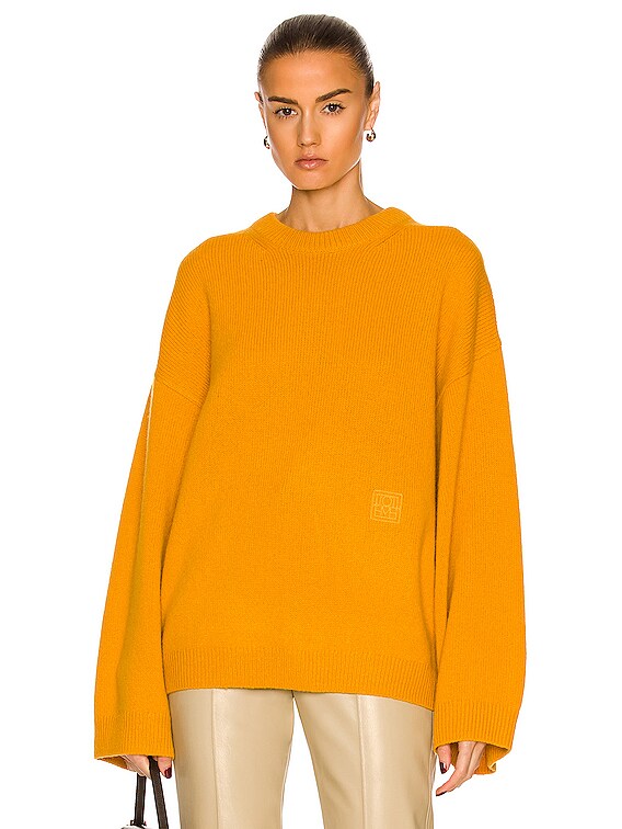 Toteme Monogram Embroidery Knit Sweater in Tangerine | FWRD
