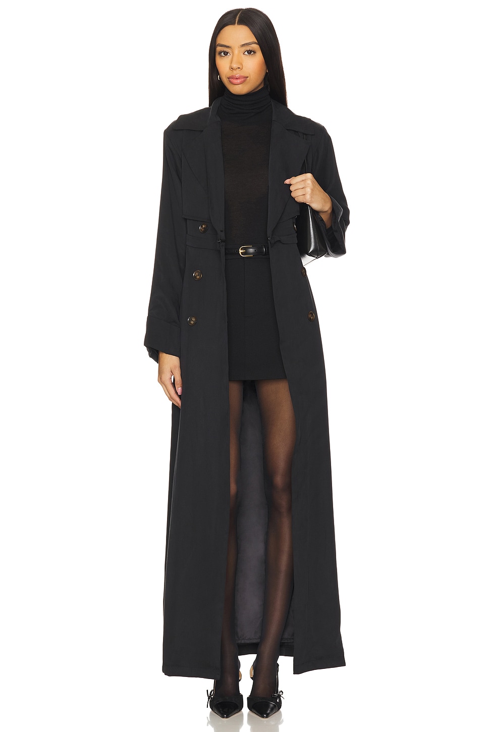 SNDYS Victoria Detachable Floor Length Trench in Black | REVOLVE