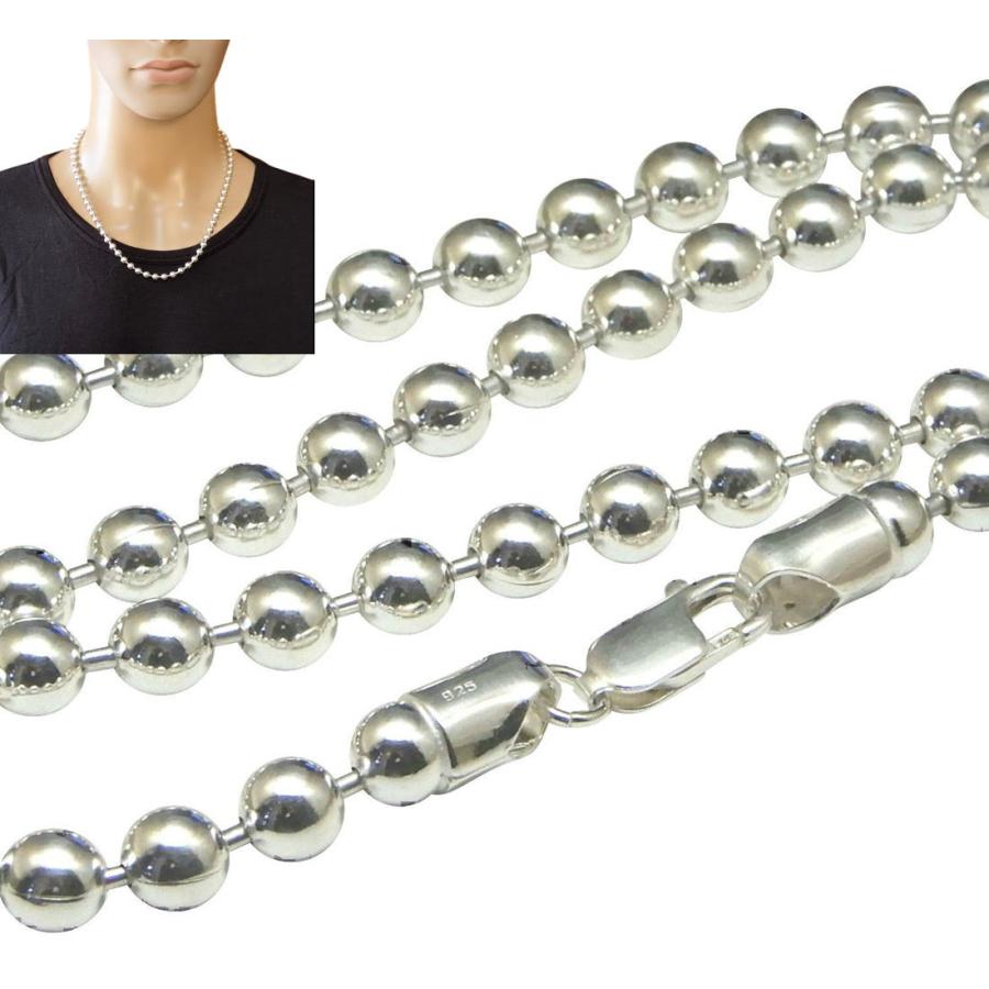 ネックレス メンズ シルバー925 ボールチェーン 60cm 6mm シルバー