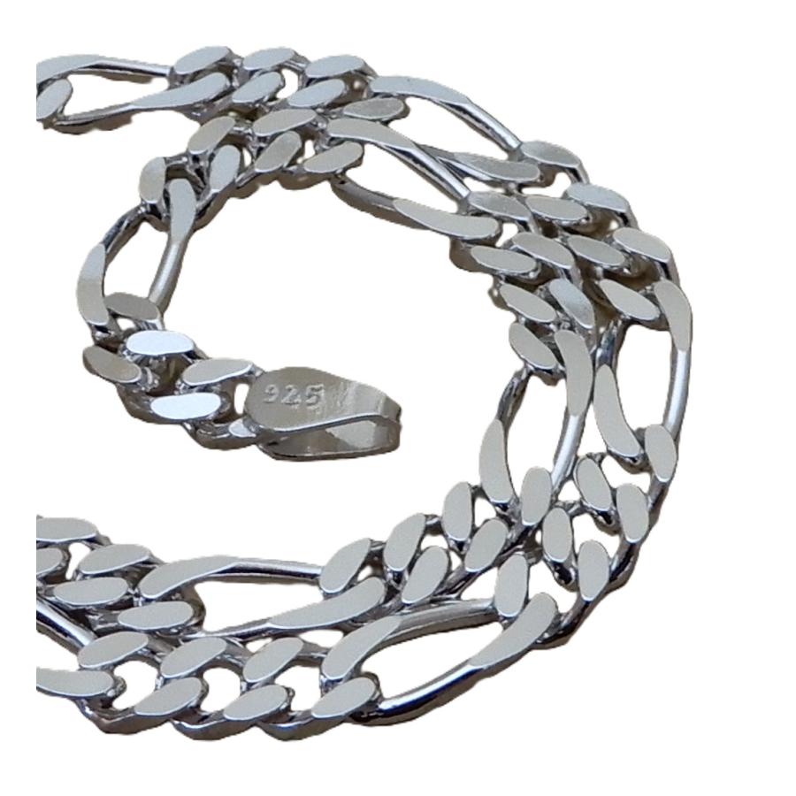 ネックレス メンズシルバー925 フィガロ チェーン 60cm 5.1mm シルバー