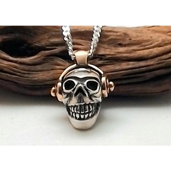 スカル(骸骨)金ヘッドホンシルバーペンダント シルバー925 シルバー