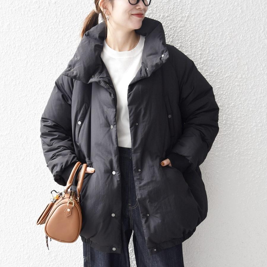 SHIPS any any: ナイロン スタンドカラー ダウン コクーン コート