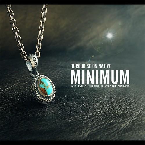 シルバーペンダント ネイティブ 古美加工 メンズ ターコイズ