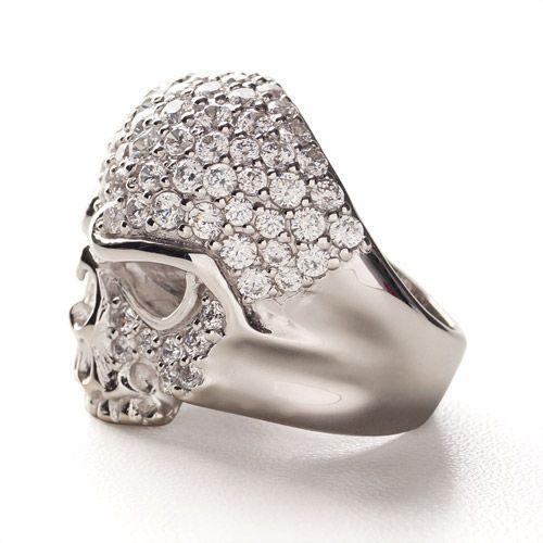 パヴェスカルリング スカル メンズ ブラス ブラック キュービック