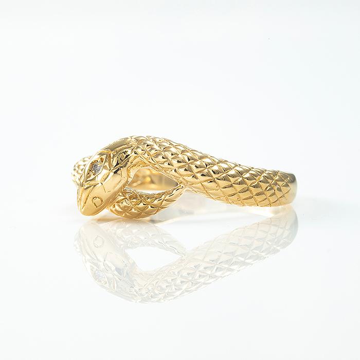 K18スネークダイヤモンドリング指輪開運蛇リング天然ダイヤモンド