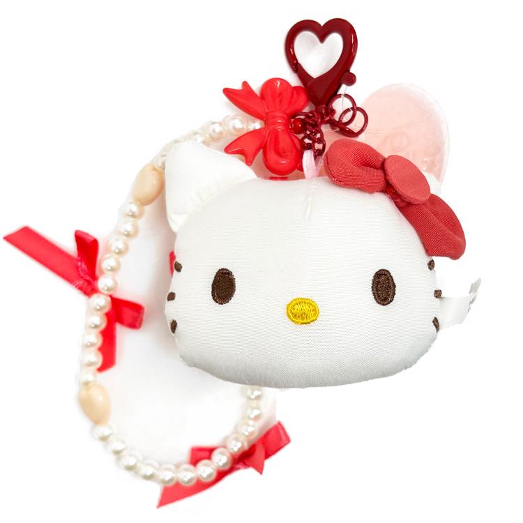 ハローキティ マスコット付きビーズストラップ クッションリボン