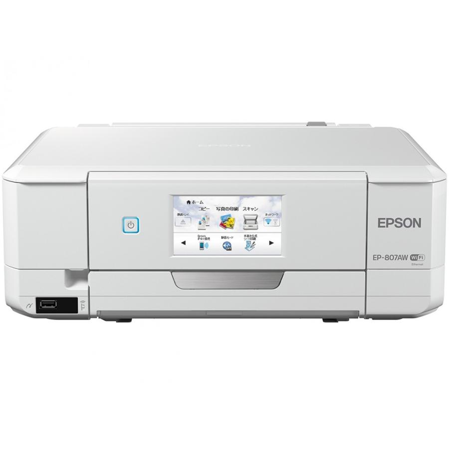 カラリオ EPSON EP-807AW [ホワイト]ELECOM光沢写真用紙付き[新品