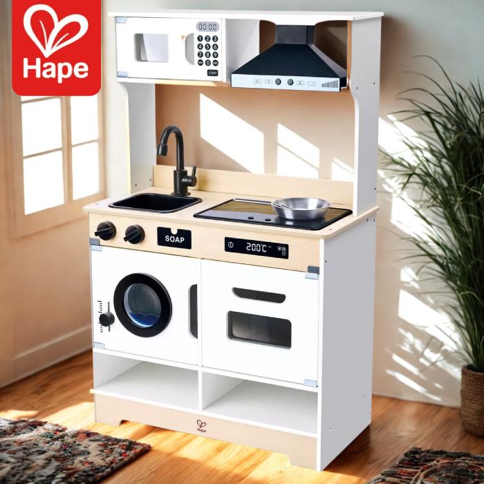 Hape（ハペ） おままごとキッチン 木製キッチン 付属品付き フライパン