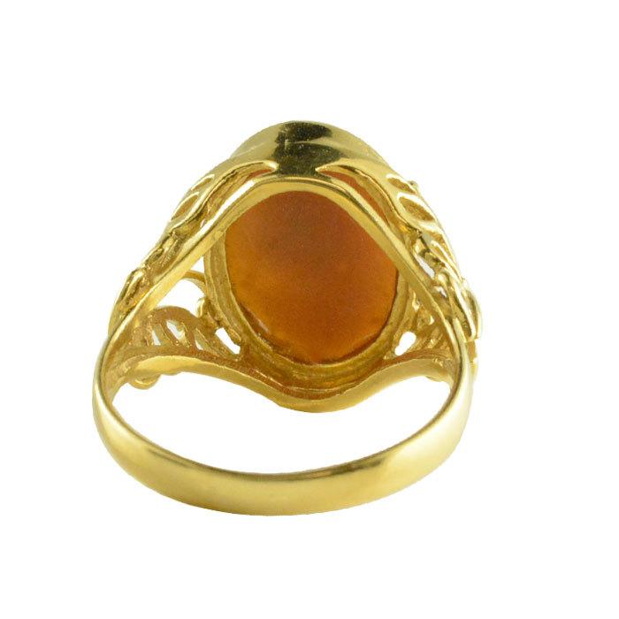 リング K18 カメオ 指輪 18金 イエローゴールド シェルカメオ