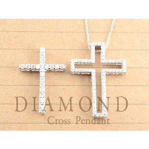 プラチナ ダイヤモンド クロス ネックレス レディース Pt900 日本製