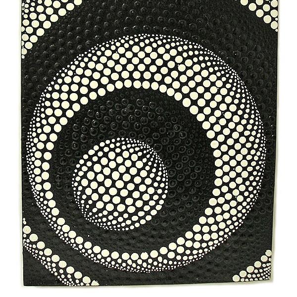 バリアート ドットペイントアート 縦 黒・白 渦巻き ［120cmx30cm