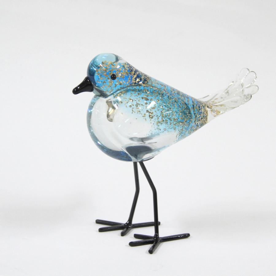 置物 鳥 ガラス置物 オブジェ グラスバード ブルー ガラス かわいい
