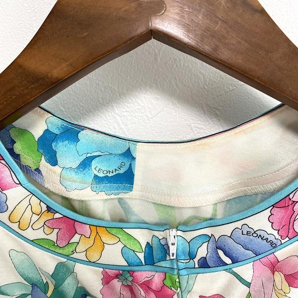LEONARD（レオナール） #sxc カットソー L 白 ピンク 水色 花柄 半袖