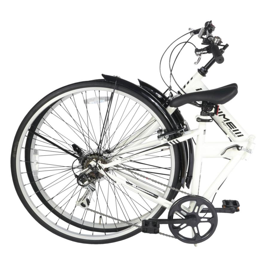 700C型 6段変速付折り畳みクロスバイク 折り畳み自転車 6sp ホワイト